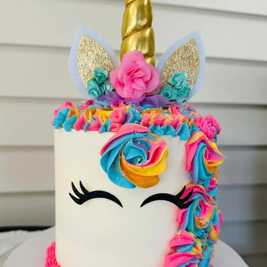 Pastel rainbow unicorn birthday cake